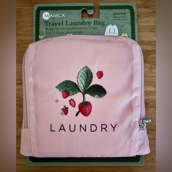 Miamica Pink Strawberry Travel Laundry Bag NWOT - Picture 1 of 5
